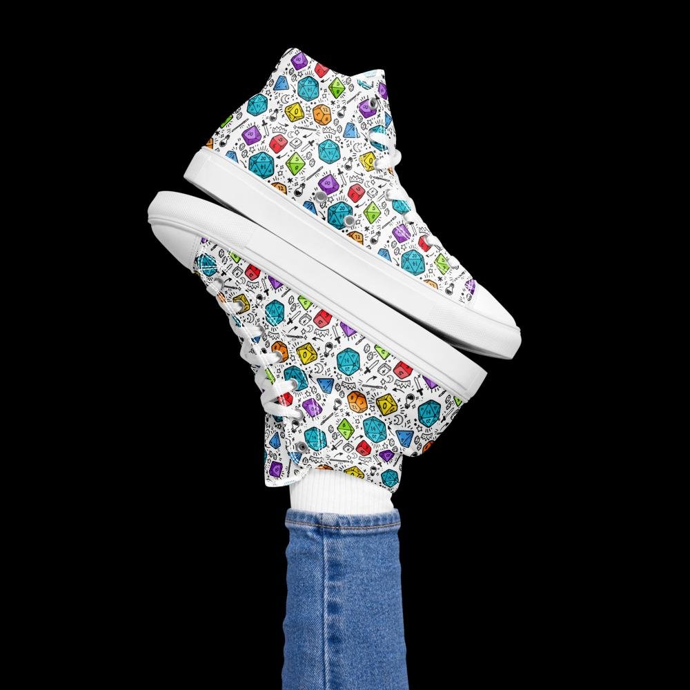 Women's Polyhedral Dice High Top Canvas Shoes | DnD Gamer Sneakers - Resplendent Aurora