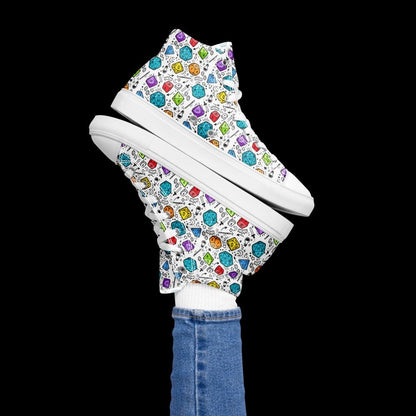 Women's Polyhedral Dice High Top Canvas Shoes | DnD Gamer Sneakers - Resplendent Aurora