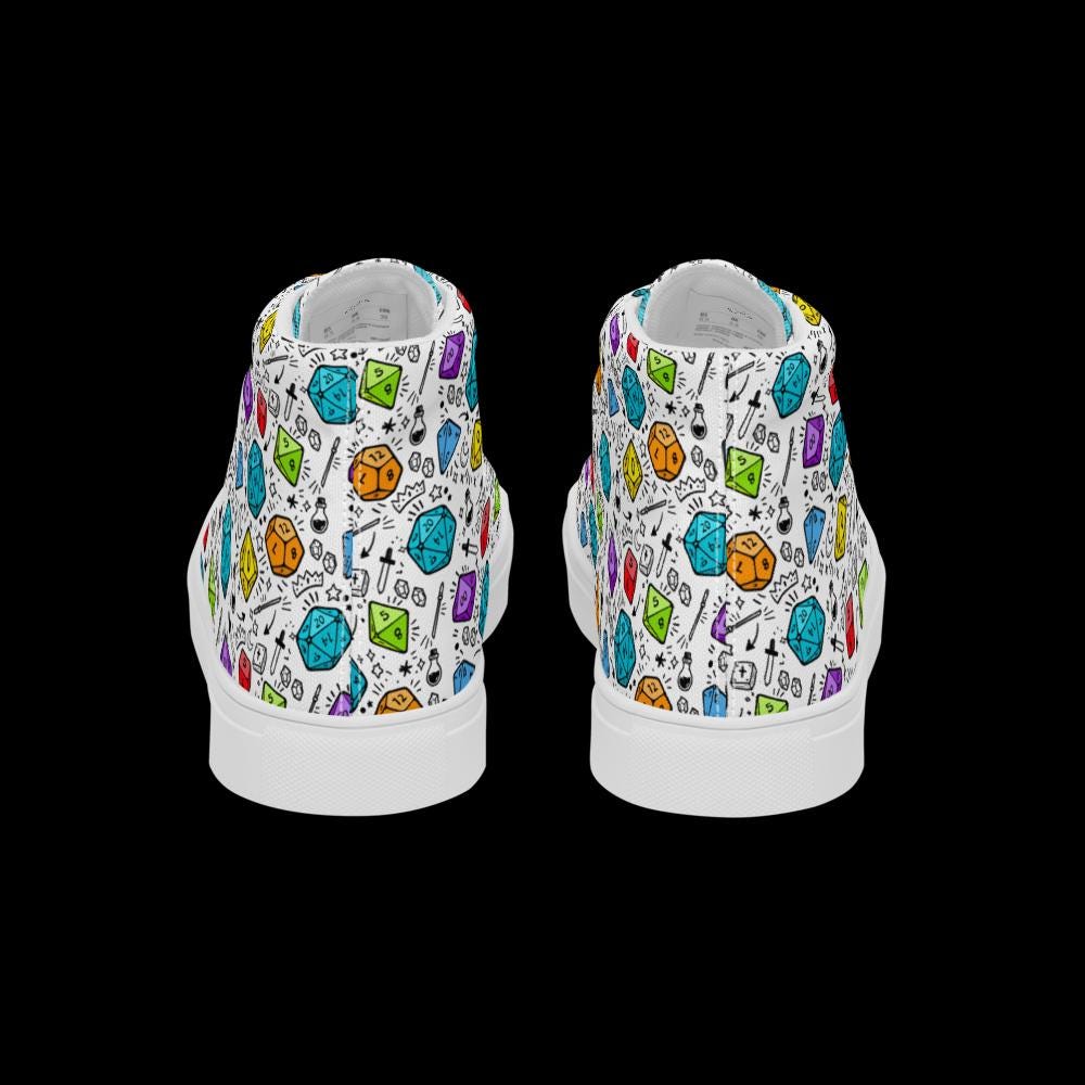 Women's Polyhedral Dice High Top Canvas Shoes | DnD Gamer Sneakers - Resplendent Aurora