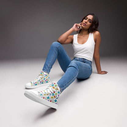 Women's Polyhedral Dice High Top Canvas Shoes | DnD Gamer Sneakers - Resplendent Aurora
