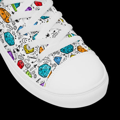 Women's Polyhedral Dice High Top Canvas Shoes | DnD Gamer Sneakers - Resplendent Aurora