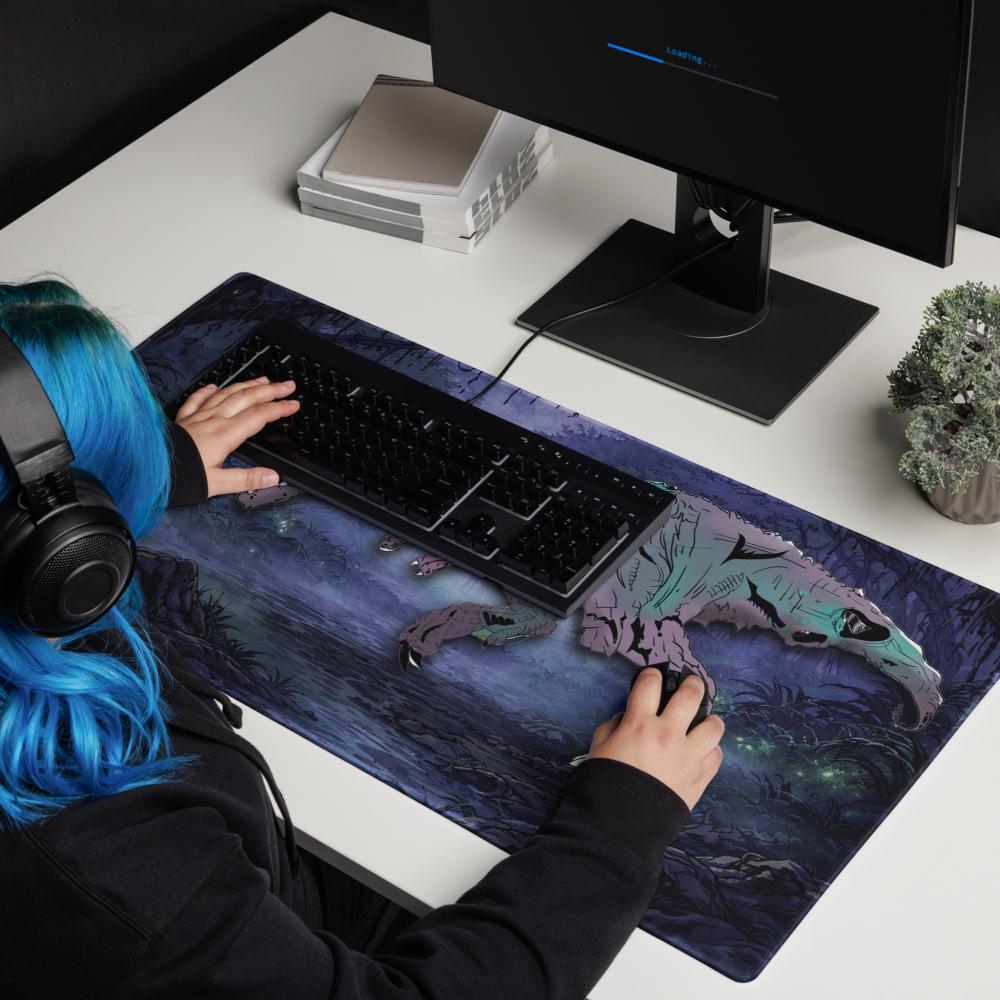 Zombie T - Rex Gaming Desk Mat – Gothic Horror RPG Mousepad - Resplendent Aurora