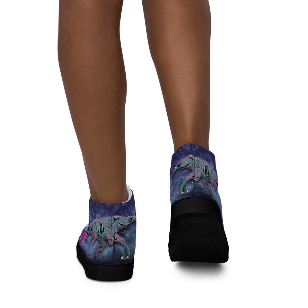 Zombie T - Rex High Top Canvas Shoes | Gothic Horror Streetwear - Resplendent Aurora