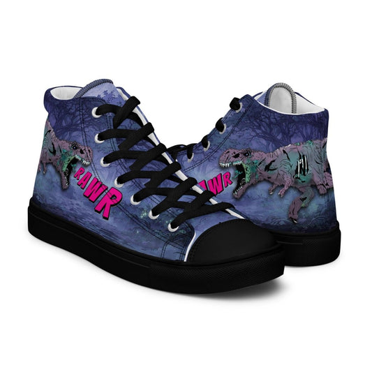 Zombie T - Rex High Top Canvas Shoes | Gothic Horror Streetwear - Resplendent Aurora