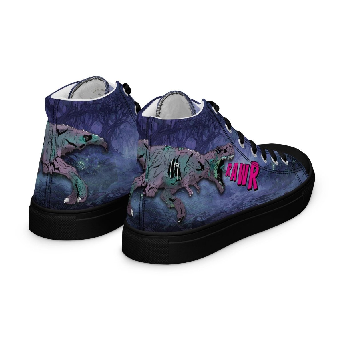 Zombie T - Rex High Top Canvas Shoes | Gothic Horror Streetwear - Resplendent Aurora