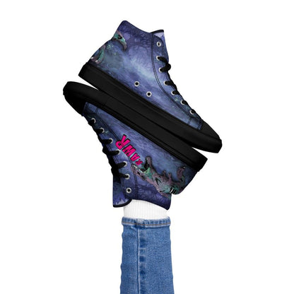 Zombie T - Rex High Top Canvas Shoes | Gothic Horror Streetwear - Resplendent Aurora