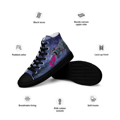 Zombie T - Rex High Top Canvas Shoes | Gothic Horror Streetwear - Resplendent Aurora