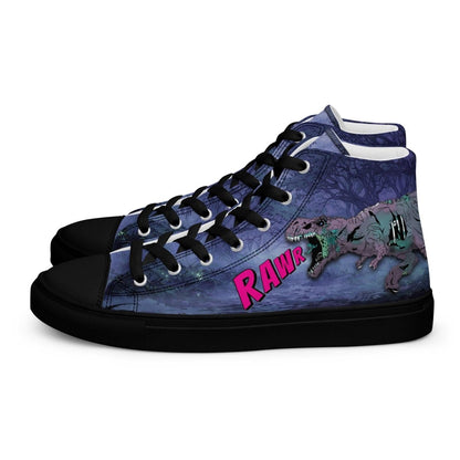 Zombie T - Rex High Top Canvas Shoes | Gothic Horror Streetwear - Resplendent Aurora