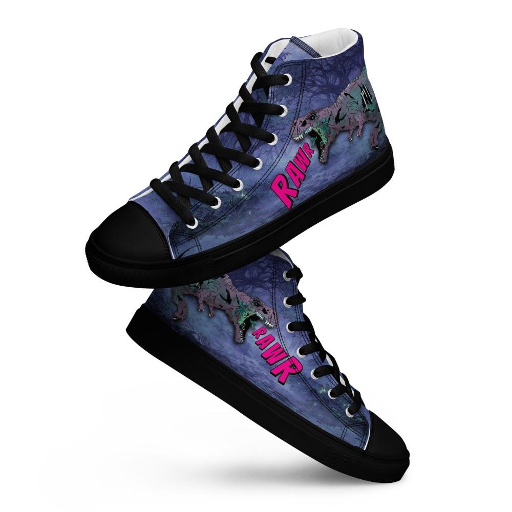 Zombie T - Rex High Top Canvas Shoes | Gothic Horror Streetwear - Resplendent Aurora