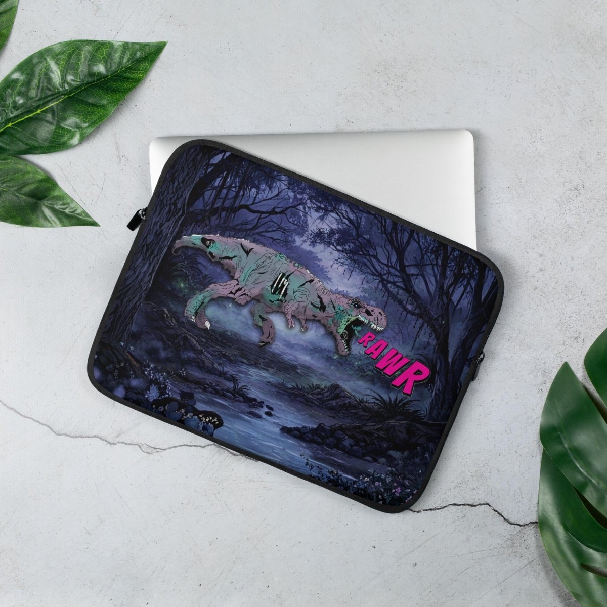 Zombie T - Rex Laptop Sleeve | Gothic Comic Book Dinosaur Case - Resplendent Aurora