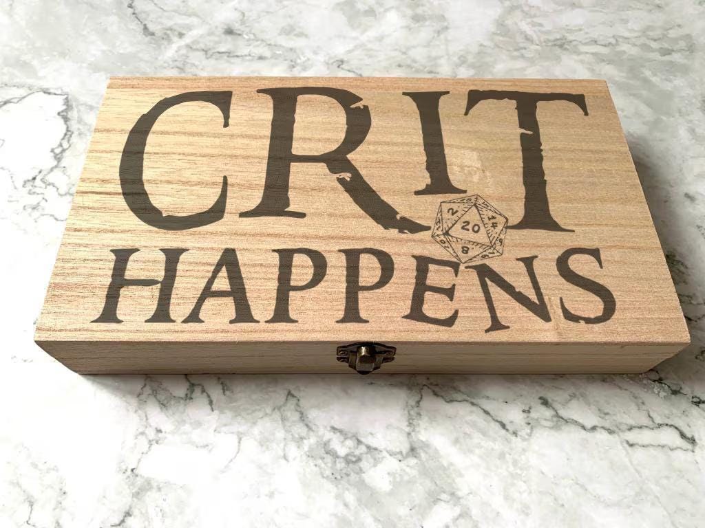 Crit Happens DnD Dice Box | Wooden Rolling Tray & Storage - Resplendent Aurora