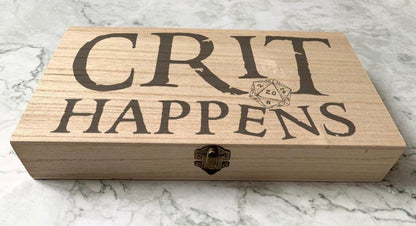 Crit Happens DnD Dice Box | Wooden Rolling Tray & Storage - Resplendent Aurora
