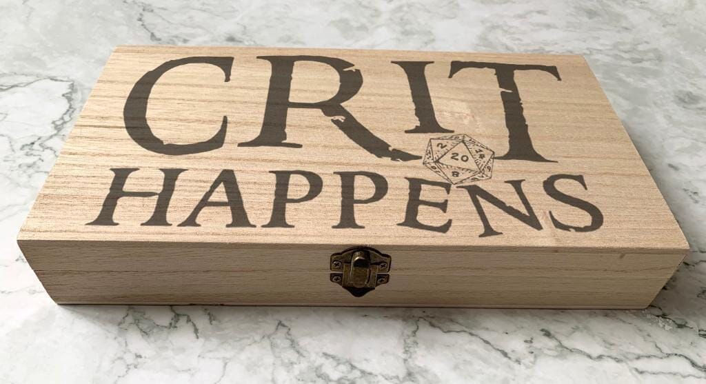 Crit Happens DnD Dice Box | Wooden Rolling Tray & Storage - Resplendent Aurora