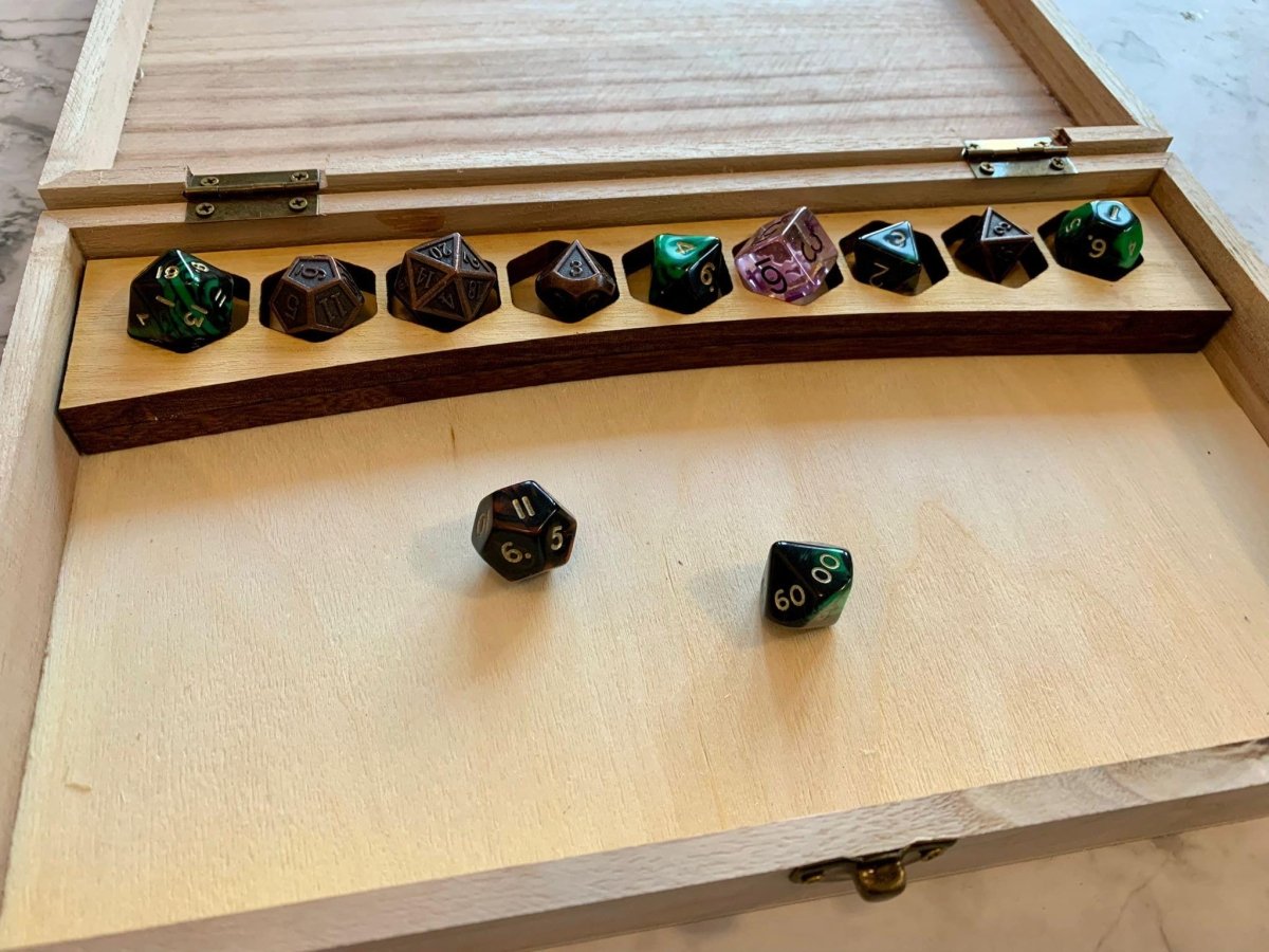 Crit Happens DnD Dice Box | Wooden Rolling Tray & Storage - Resplendent Aurora
