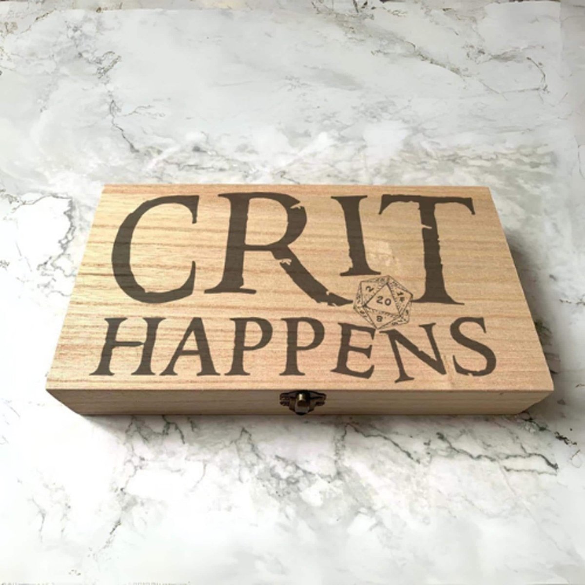 Crit Happens DnD Dice Box | Wooden Rolling Tray & Storage - Resplendent Aurora