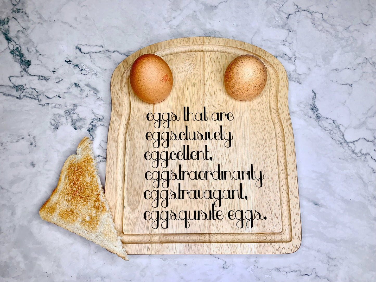 Egg Pun Eggs & Soldiers Wooden Egg and Toast Board - Resplendent Aurora