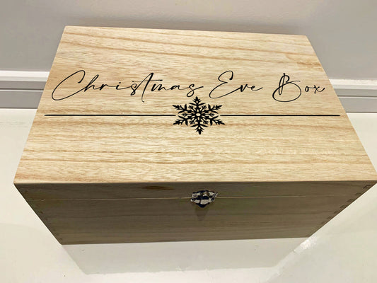 Large Personalised Christmas Eve Keepsake Memory Box with Snowflake - Resplendent Aurora