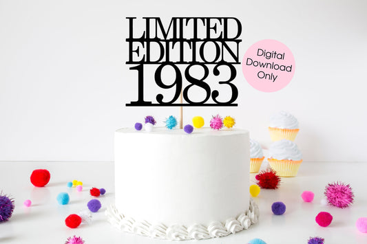 Limited Edition 1983 Forty 40th happy birthday cake topper digital cut file suitable for Cricut or Silhouette, svg, jpeg, png, pdf - Resplendent Aurora