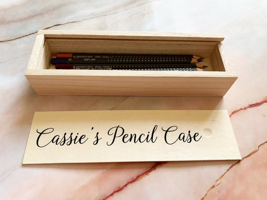 Personalised Engraved Wooden 20cm Sliding Pencil Case, Pen Case, Back To School - Resplendent Aurora