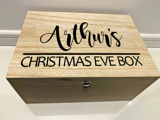 Large Personalised Engraved Wooden Family Christmas Eve Box - Resplendent Aurora