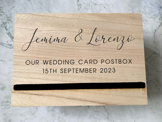 Large Personalised Engraved Wooden Wedding Card Post Box - Resplendent Aurora